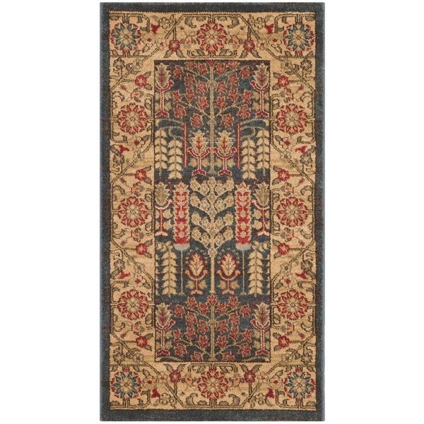 Mahal Rectangle Area Rug, Navy and Natural - 2 ft.-2 in. x 22 ft., Safavieh, Mfr#: MAH697E-222
